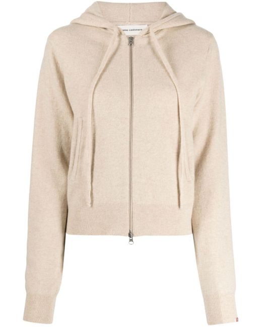 Extreme Cashmere Natural Zip-up Hooded Cardigan