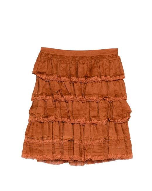 ShuShu/Tong Brown Ruffled Mini Skirt