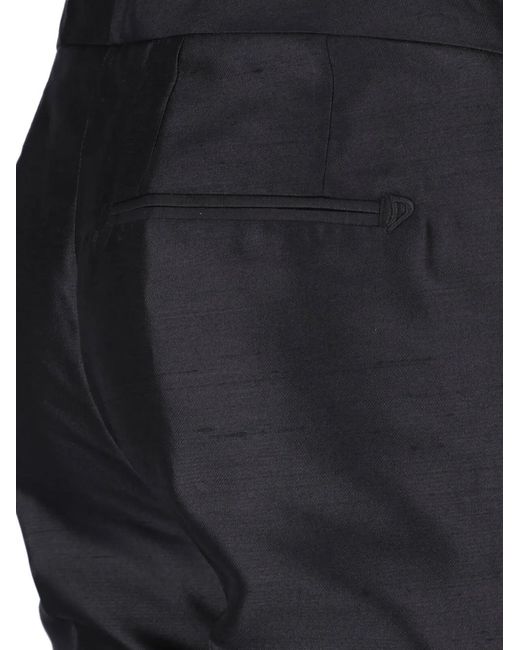 Dondup Black Shantung Pressed-Crease Flared Trousers