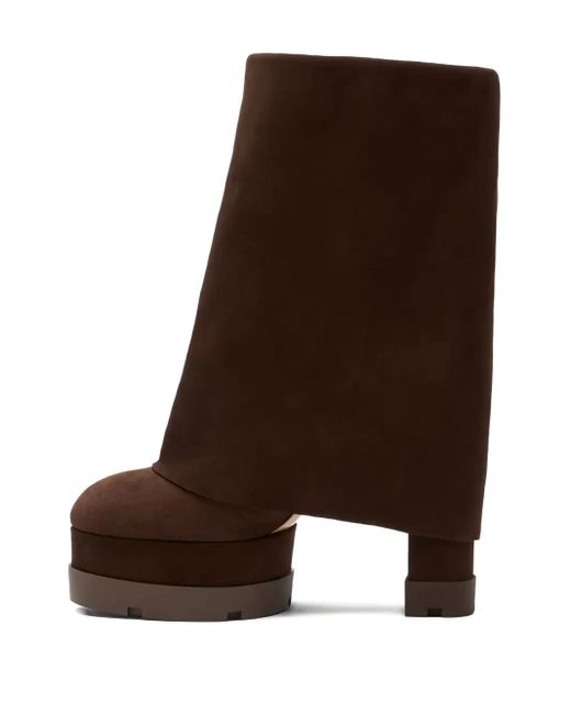 Casadei Brown Fold-Over Platform Boots
