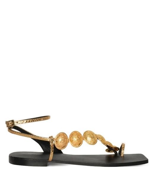 Johanna Ortiz Black Dazzling Crest Medallion-Detail Sandals