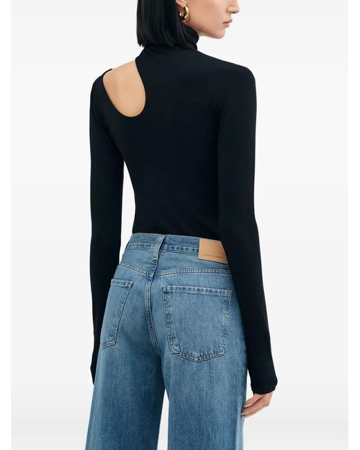 MARCELLA Blue Allegra Turtle-Neck Cut-Out Top