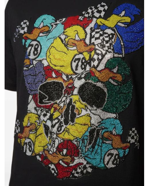 Philipp Plein Black Jersey T-Shirt Plein Ducks Bling for men
