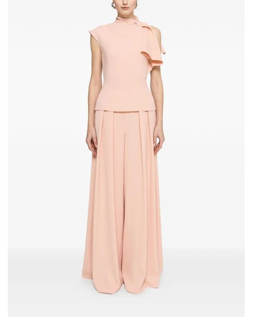Nissa Pink Ruffled High-Neck Top