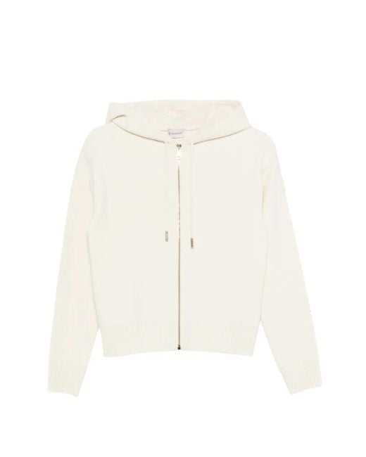 Moncler White Hooded Zip Cardigan