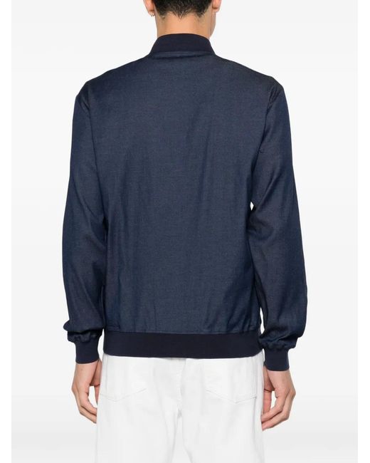 Kiton Blue Zip-Up Bomber Jacket for men