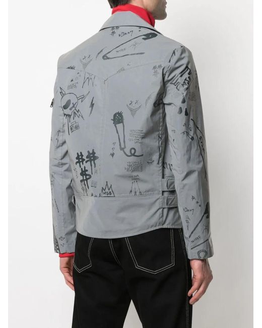 MJB Gray Graffiti-Print Biker Jacket for men