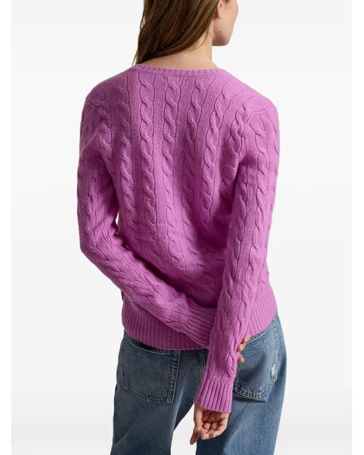 Polo Ralph Lauren Pink Cable-Knit V-Neck Sweater