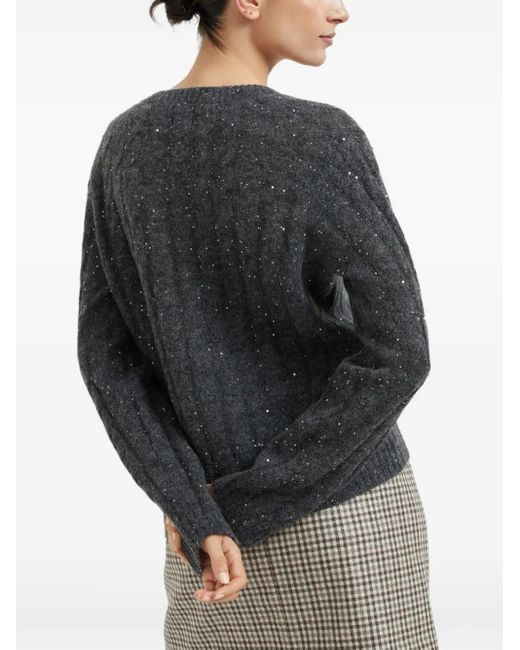 Brunello Cucinelli Black Cable-Knit Sweater