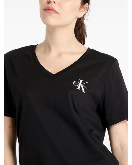 Calvin Klein White T-Shirt Mit V-Ausschnitt