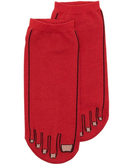 Yohji Yamamoto Red Toe Nail Cotton-blend Socks for men