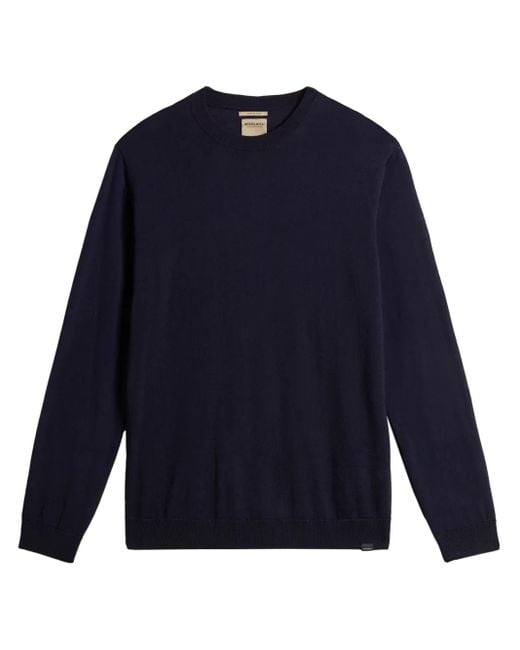 Woolrich Blue Crew Neck Virgin Wool Sweater for men