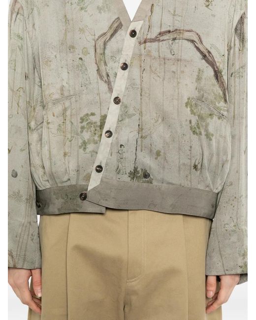 Ziggy Chen White Printed Silk Jacket for men