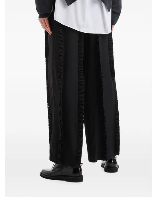 Enfold White Ruffle-Trimmed Trousers