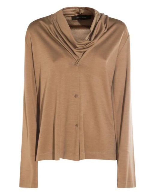 Fabiana Filippi Blouse Met Col En Knoop in het Brown