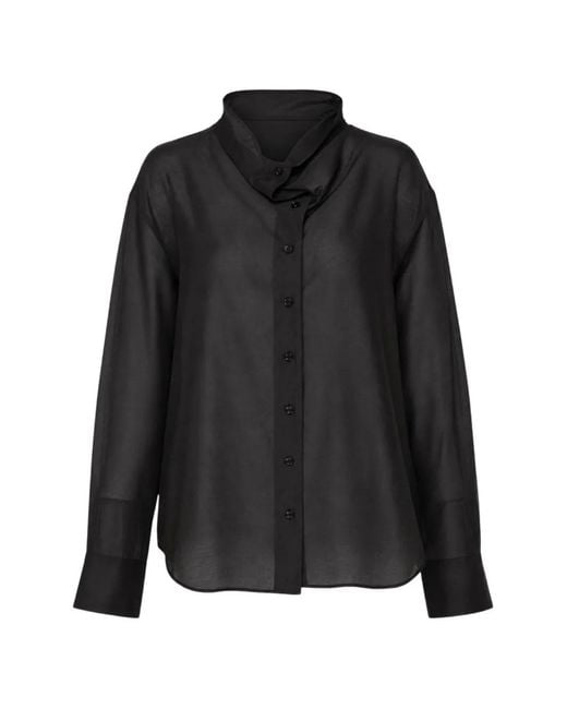 Club21 Collection Black Reese Sheer Button-Up Blouse
