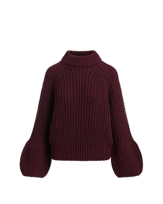 Essentiel Antwerp Red Kristian Chunky-Knit Turtleneck Sweater