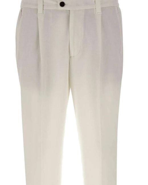 Devore White Pleated Cuff Trousers for men