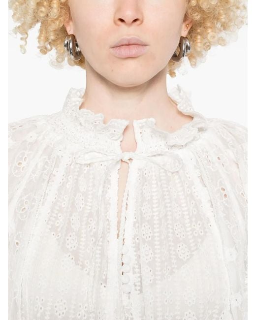 Alice + Olivia White Norah Bluse