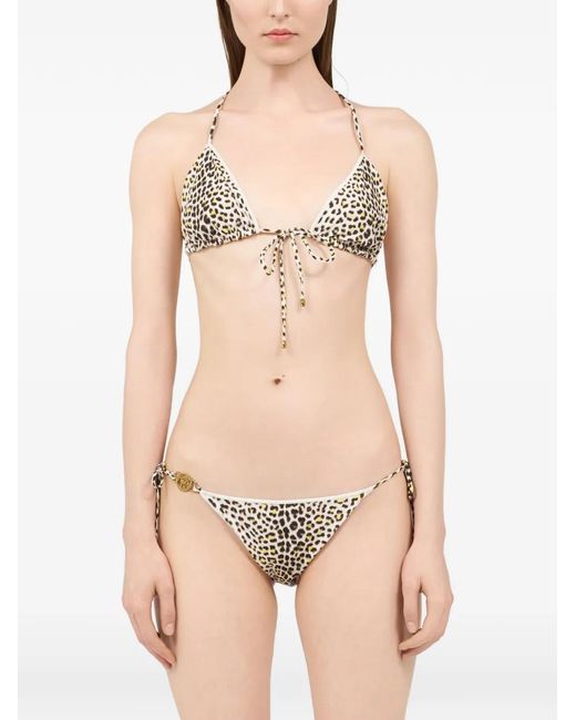Roberto Cavalli Metallic Leopard Medallion Bikini