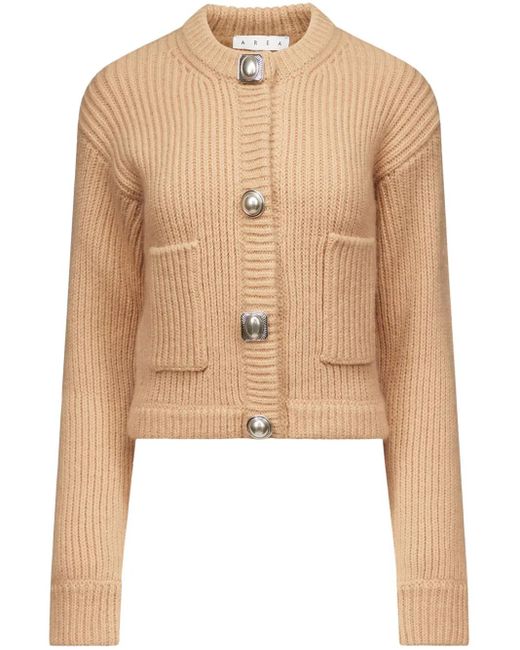 Area Natural Gemstone Button Knit Cardigan