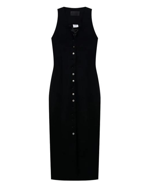 Vetements Button Sleeveless Midi Dress Black