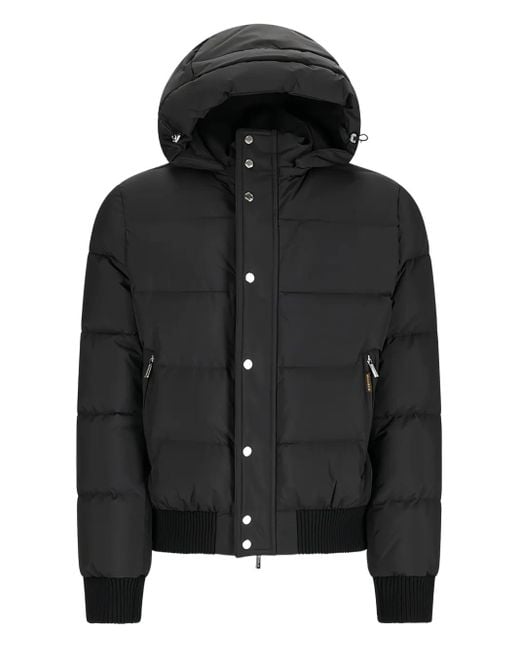 Moorer Black Hooded Quilted Bomber Jacket for men