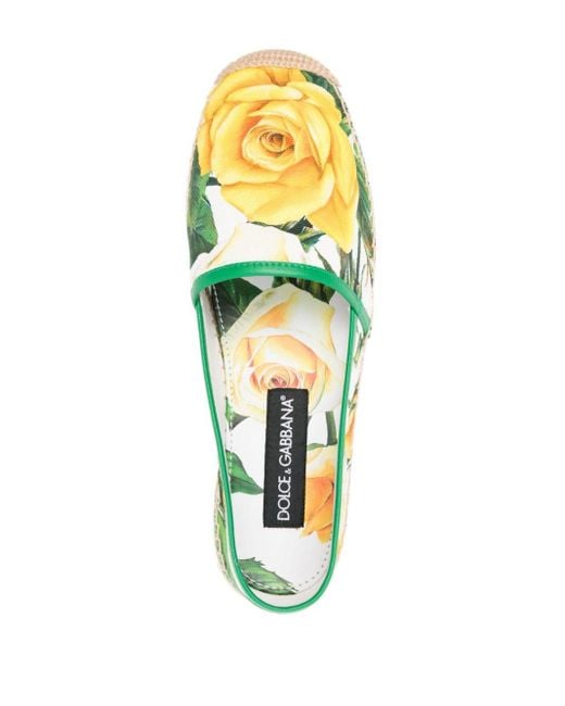 Dolce & Gabbana Green Espadrilles aus Canvas mit Blumen-Print