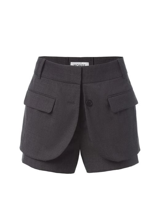 Monse Gray Tailored Jacket-Front Shorts