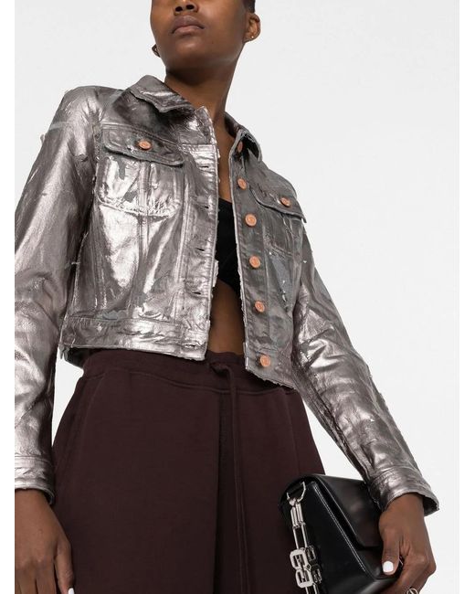 DIESEL Black Cropped Metallic Jacket