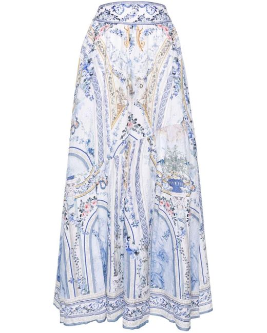 Camilla Blue Floral-print Maxi Skirt