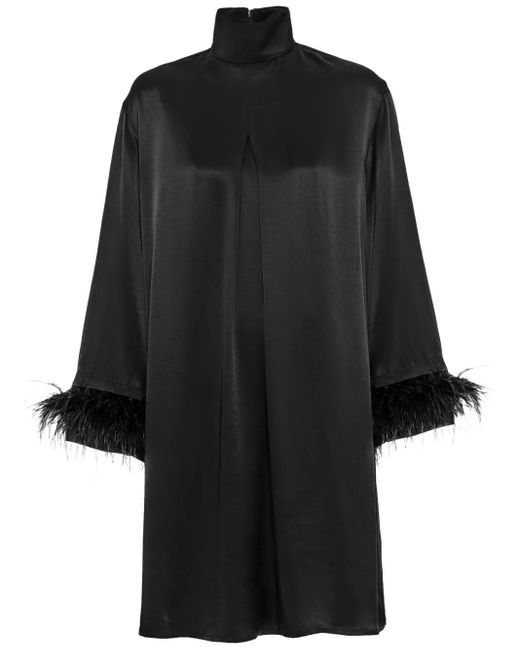 Sleeper Black Feather-Trim Minidress