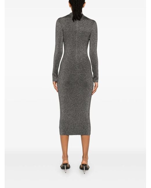 Vestido midi con cierre de lazo MICHAEL Michael Kors de color Gray
