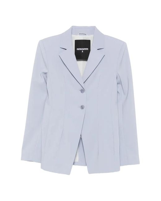 Patrizia Pepe Blue Notched-Lapel Blazer