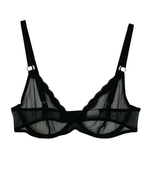 Fleur du Mal Black Sheer Tulle Demi Bra