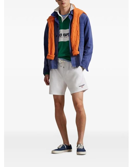 Polo Ralph Lauren White Elasticated-Waist Logo-Detail Swim Shorts for men
