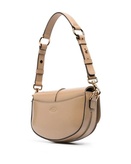 Tod's Natural T-Plaque Leather Tote Bag