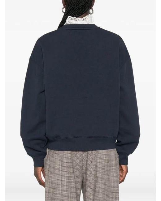 Maje Blue Logo-Embroidered Sweatshirt
