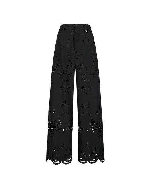 GIUSEPPE DI MORABITO Black Scalloped-Hem Lace Trousers