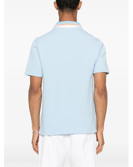 Casablanca Blue Organic-Cotton Polo Shirt for men