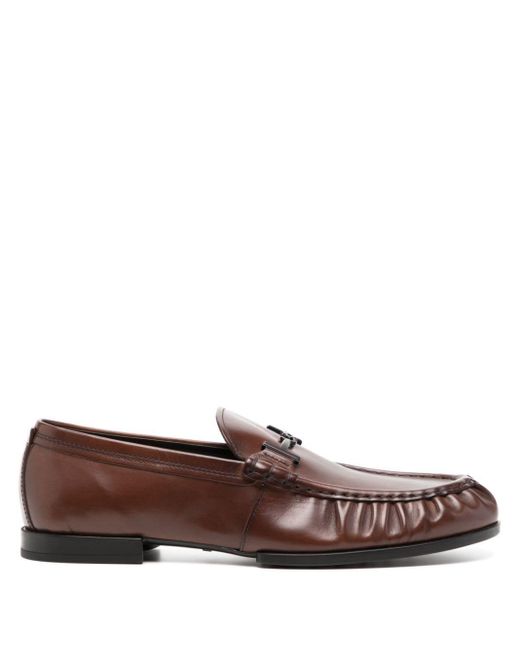Tod's Brown Logo-horsebit Leather Loafers for men