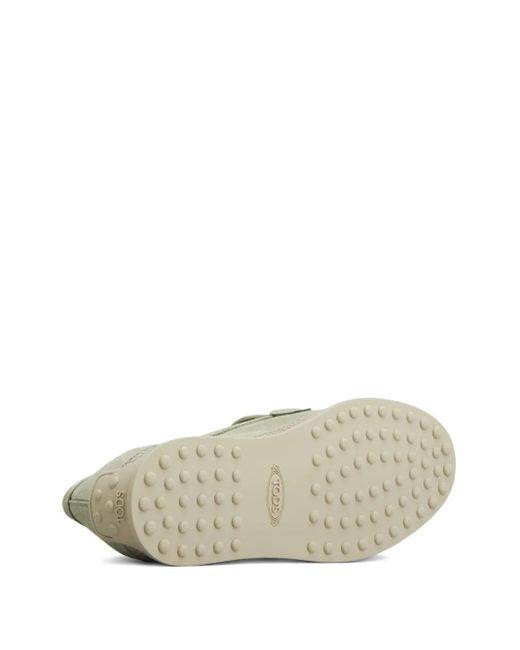 Tod's Green Rafia-Trimmed Suede Loafers