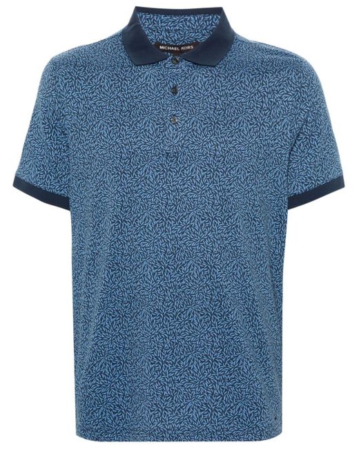 Michael Kors Blue Motif-print Cotton Polo Shirt for men