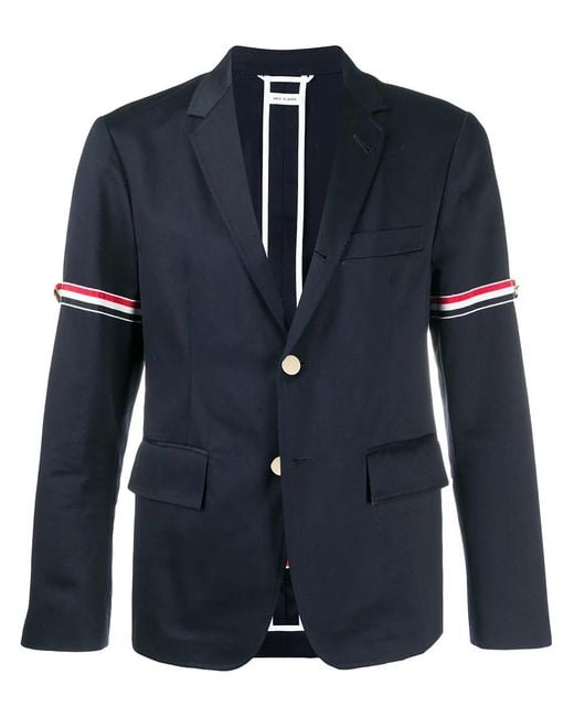 Thom Browne Blue Unconstructed Grosgrain Armband Sport Coat for men
