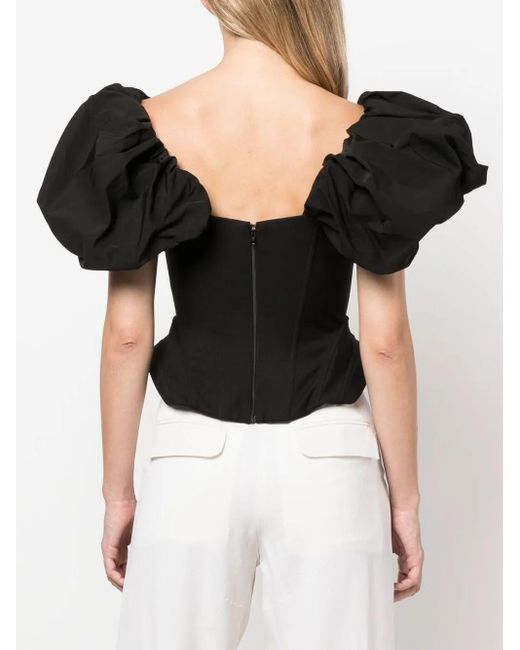 V:PM ATELIER Black Galaxy Puff-Sleeve Top