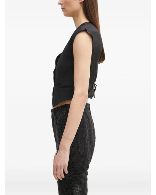 Fiorucci Black Button-Fastening Sleeveless Top