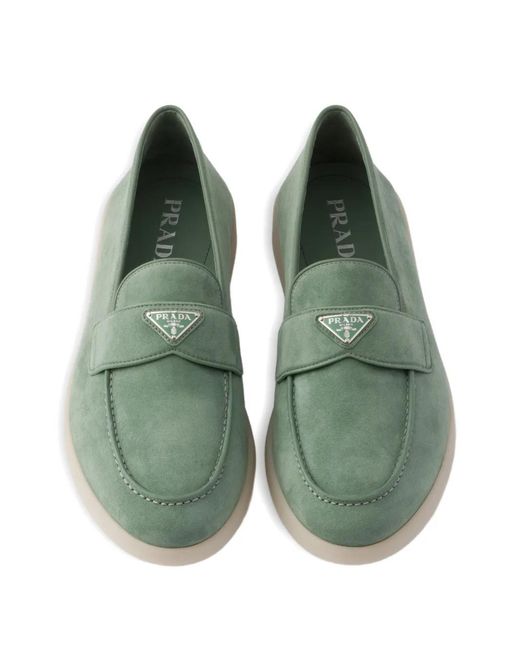 Prada Green Suede Loafers for men