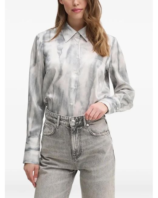 Sisley Gray Patterned Button-Fastening Shirt