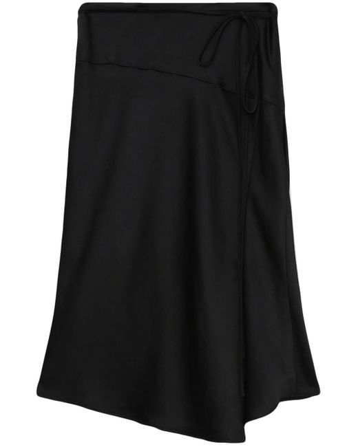 Falda midi con corte al bies LVIR de color Black