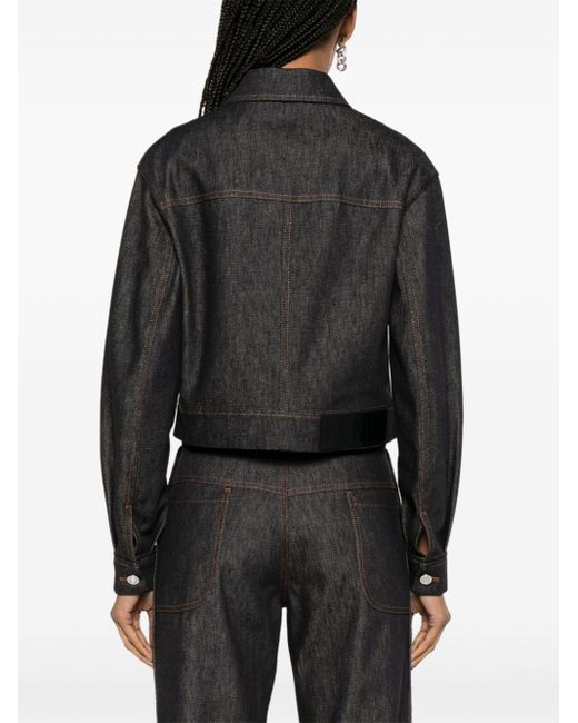 Fendi Black Ff-stitching Denim Jacket